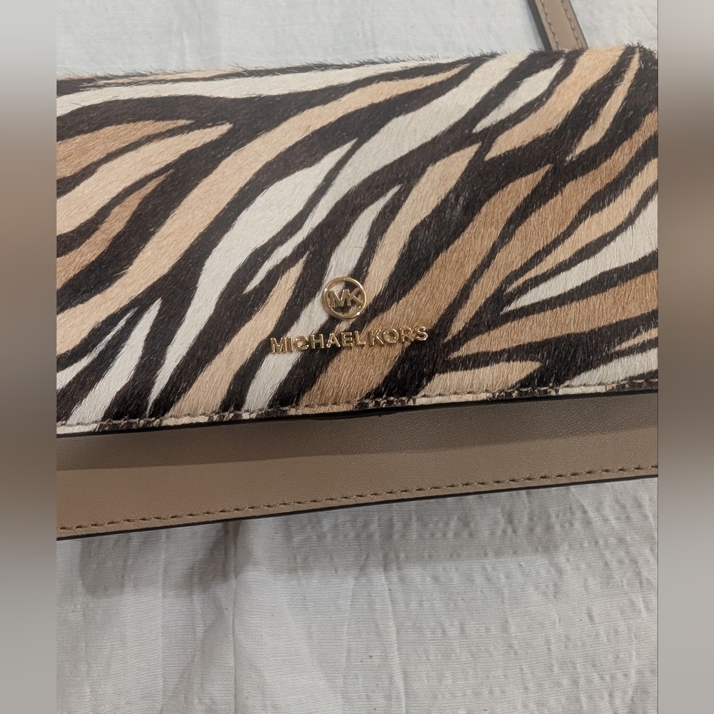 New Michael Kors Zebra Pattern Crossbody Bag